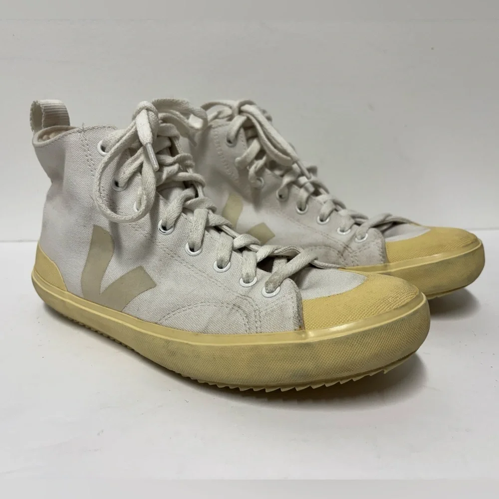 VEJA Nova High Top White Canvas Butter Tan Soled Lace Up Sneakers Women’s 10
